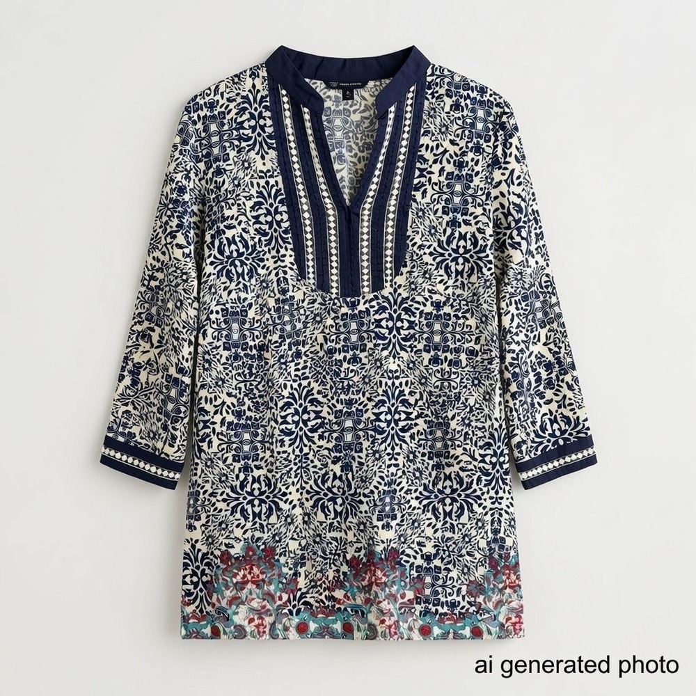 346 Brooks Brothers Boho Blouse Size Small 100% Cotton‎